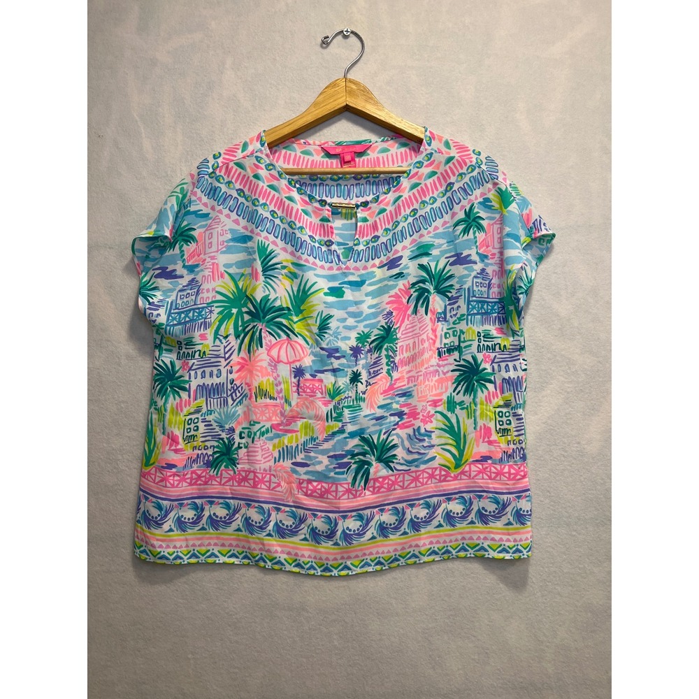 Lilly Pulitzer XXS Top Multicolor Resort Print‎ Coastal Palm Beach Blouse